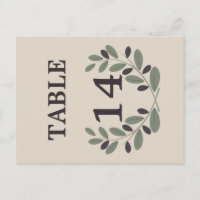 Olive Branchenkranz Hochzeit Tischnummer