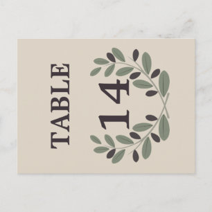 Olive Branchenkranz Hochzeit Tischnummer