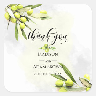 Olive Branches Hochzeitsfeiern Quadratischer Aufkleber
