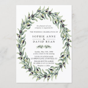 Olive Branches Wreath Wedding Einladung