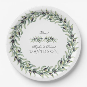 Olive Branches Wreath Wedding Pappteller