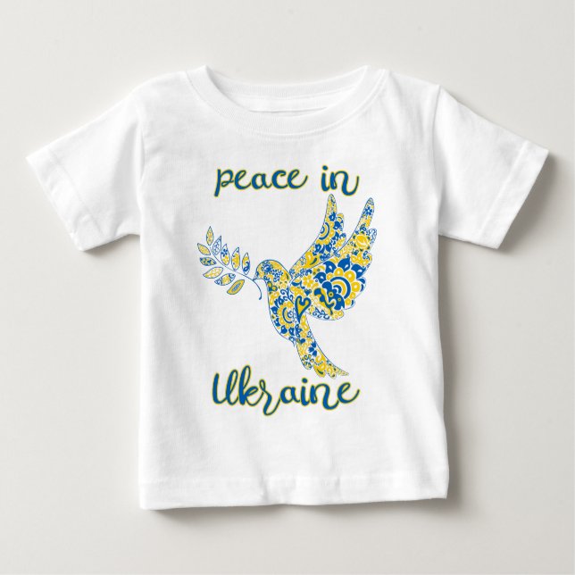 Olive Brande Taube des Friedens Ukrainische Fahne  Baby T-shirt (Vorderseite)
