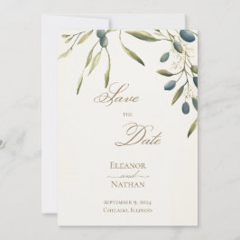 Olive brunn Frühjahr Sommer Save the Date Einladung