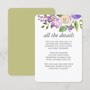 Olive Chic Lavender Floral Wedding Guest Details Einladung