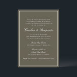 Olive Classic Border Script Elegant Wedding RSVP Einladung<br><div class="desc">This classic wedding invitation features a rich olive green background with refined serif typography and an elegant border. The earthy green tone adds depth and warmth while maintaining a timeless, formal layout. Perfect for fall weddings, garden ceremonies, or evening celebrations with a polished aesthetic. Designed for couples who love traditional...</div>