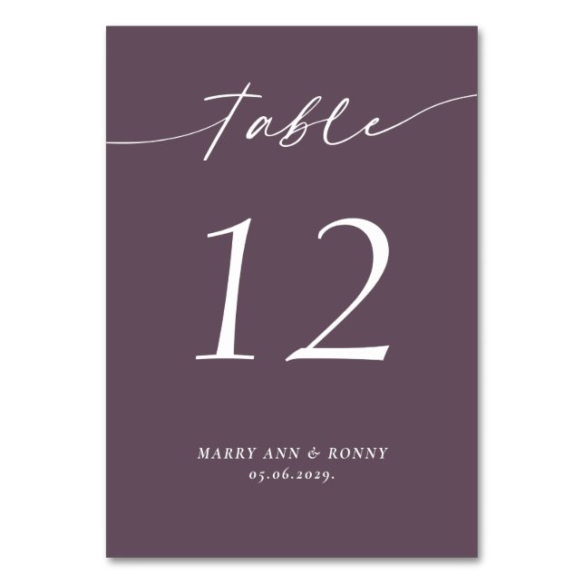 Olive Colored Wedding Tischnummer Card (Vorderseite)