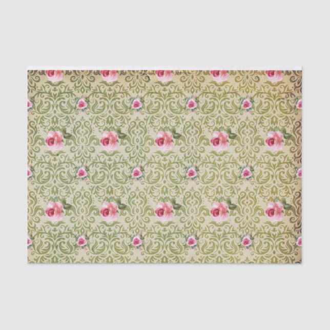 Olive Damask & Rose Tissue Paper Seidenpapier (Vorderseite)