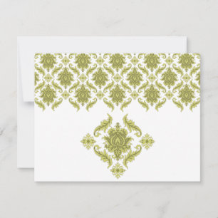 Olive Damask Wedding Response Card UAWG RSVP Karte