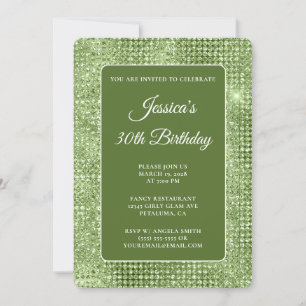 Olive Disco Glitter 30. Geburtstag Einladung