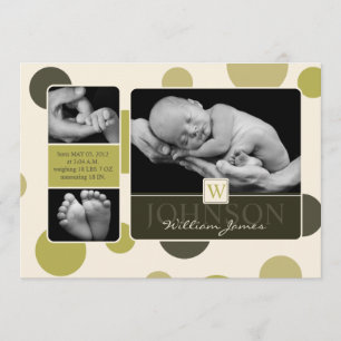 Olive Dot Print Birth Ankündigung