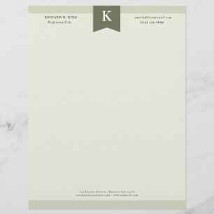 Olive EleganBold Monogram Contact Info Briefbogen