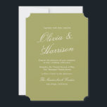 Olive Estate Calligraphy Wedding Invitation Einladung<br><div class="desc">Olive estate calligraphy wedding invitations designed for a refined European garden celebration. Featuring elegant classic script set on a soft olive background, this invitation reflects 2026 Herb Green wedding trends with timeless manor sophistication. Ideal for estate venues, church ceremonies, and romantic outdoor weddings. Style with vellum wraps, wax seals, or...</div>
