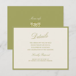 Olive Estate Kalligrafie Hochzeit QR Details Karte