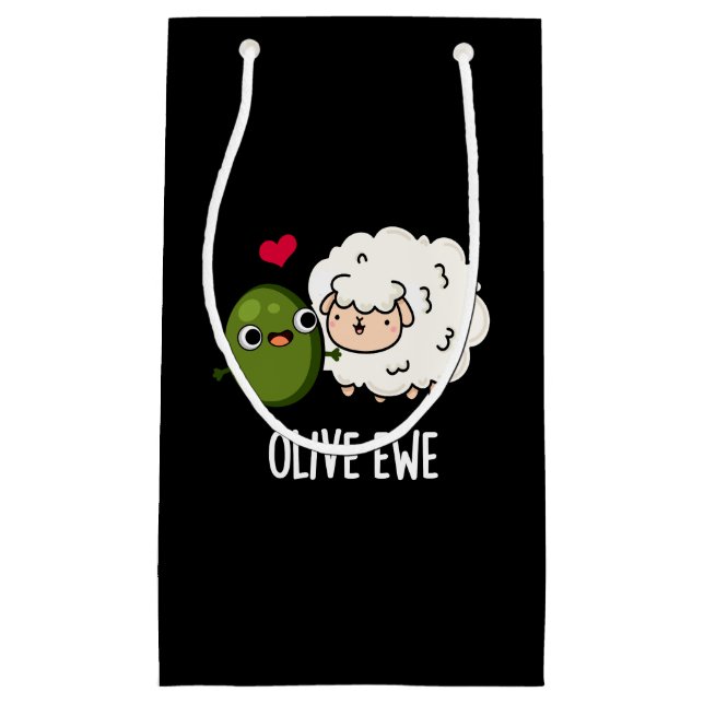 Olive Ewe Funny Liebe Puck Dark BG Kleine Geschenktüte (Vorderseite)