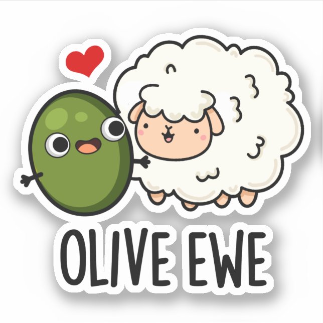 Olive Ewe Funny Liebe Puff Aufkleber (Vorderseite)
