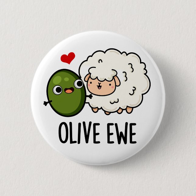 Olive Ewe Funny Liebe Puff Button (Vorderseite)
