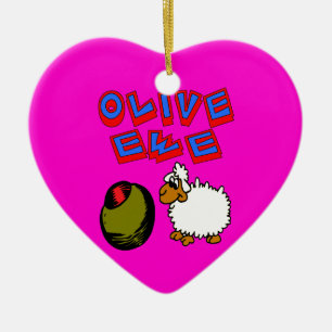 Olive Ewe, I Liebe You Keramikornament