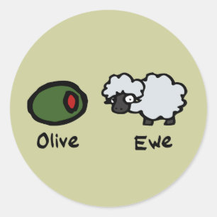 Olive Ewe Runder Aufkleber