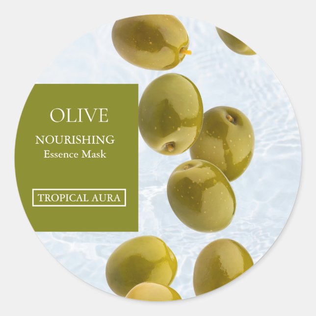 Olive Facial Mask Label Runder Aufkleber (Vorderseite)