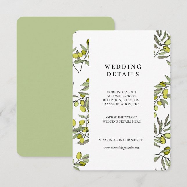 Olive Filialen Muster Hochzeitskarte Begleitkarte (Vorne/Hinten)