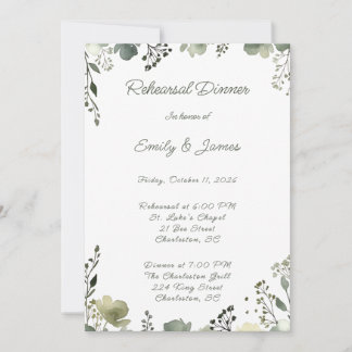 Olive Floral Wedding Einladung