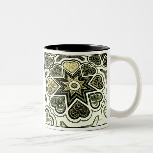 Olive Folk Art Hearts Tasse (Rechts)