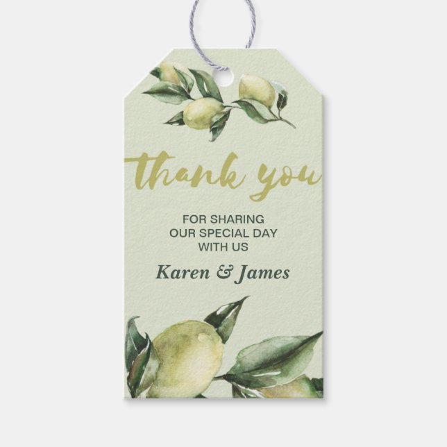 Olive Garden Wedding Toskana Vielen Dank Geschenkanhänger (Vorderseite)