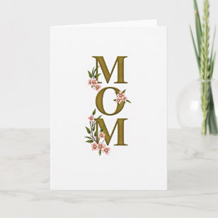 Olive-Gold-Blumen-Wortkarte Karte