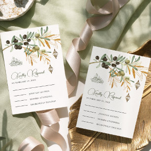 Olive Gold Branch Arabian Lantern Islamische Hochz RSVP Karte