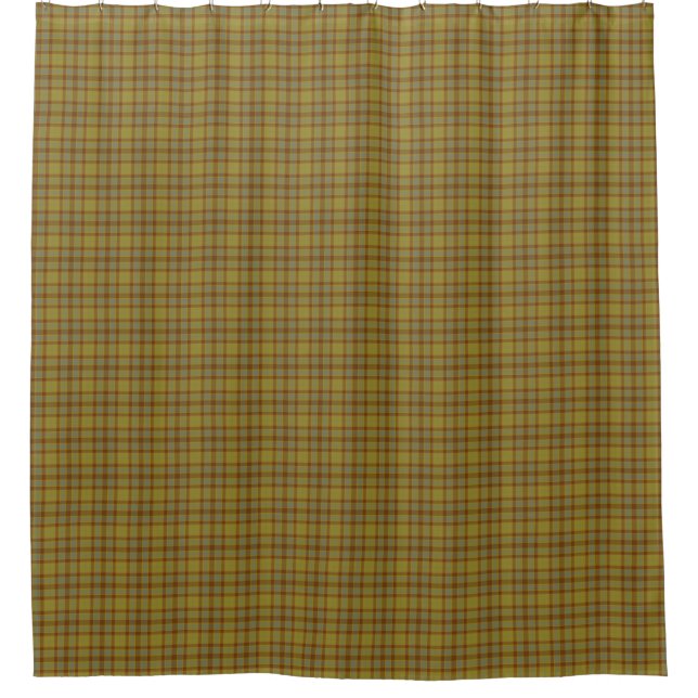Olive Gray Brown Tartan Plaid Rustic Duschvorhang (Vorderseite)