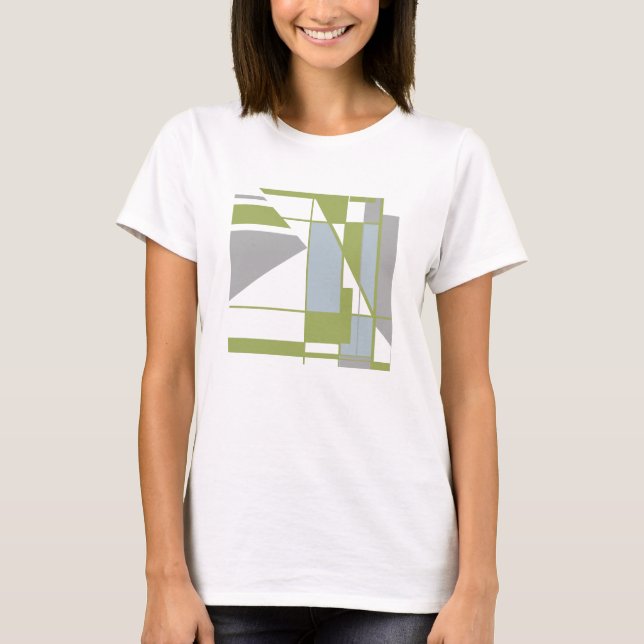 Olive Gray Geometric MCM inspiriert Abstrakt Small T-Shirt (Vorderseite)