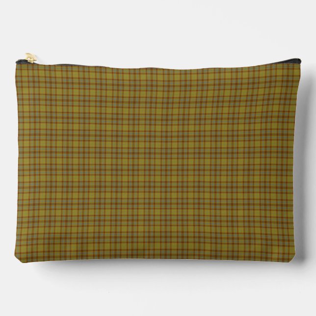 Olive Gray Plaid Tartan Pattern Zubehörtasche (Vorderseite)