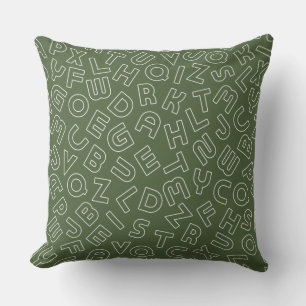 Olive Green Alphabet Letter Animal Throw Kissen