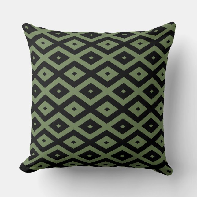 Olive green and black diamond pattern kissen (Vorderseite)