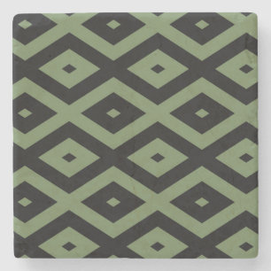 Olive green and black diamond pattern steinuntersetzer