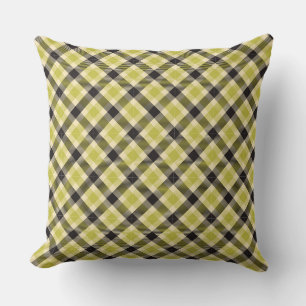 Olive Green and Black Tartan Kariertes 2-Quadrat-K Kissen
