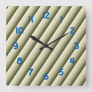 Olive Green and Tan Gradient Lines Quadratische Wanduhr