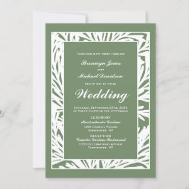 Olive Green and White Botanical Wedding Einladung