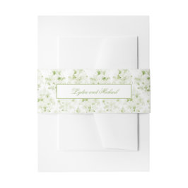 Olive Green and White Damask Einladung Bauchband Einladungsbanderole