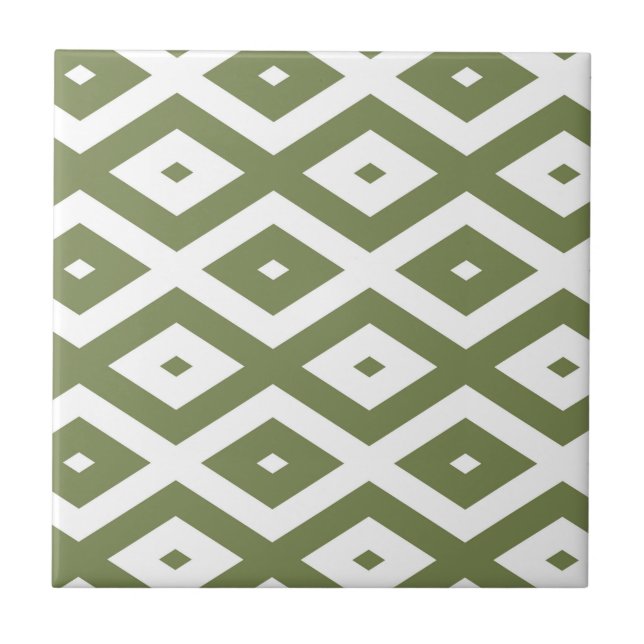 Olive green and white diamond pattern fliese (Vorderseite)