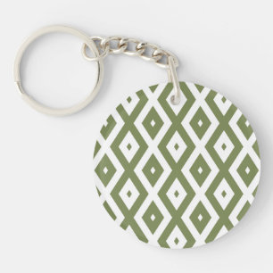 Olive green and white diamond pattern schlüsselanhänger