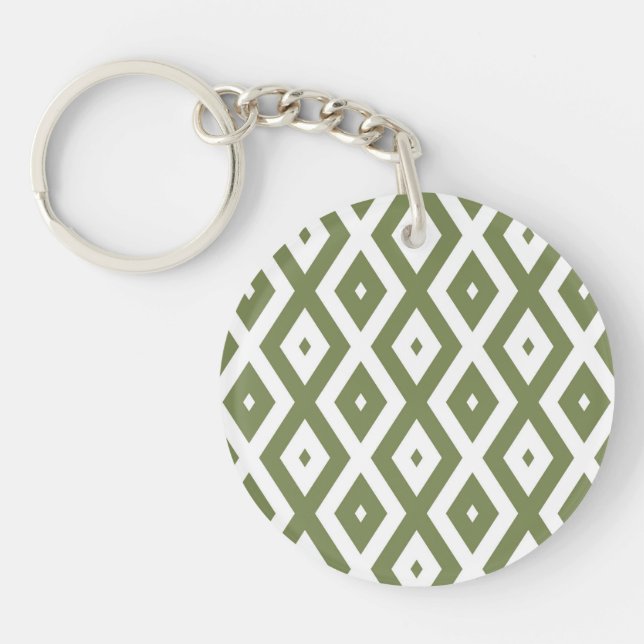 Olive green and white diamond pattern schlüsselanhänger (Vorderseite)