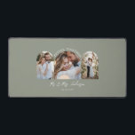 Olive-green arch Multi-Foto Hochzeitsgeschenk Deko Schreibtischunterlage<br><div class="desc">Gemeinsam Ehepaar Arch Multi Foto Hochzeitsankündigung und Geschenk Wohngestaltung Maus matt. Moderne,  mädchenhafte,  olive grüne Farbgebung.</div>