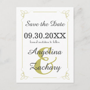 Olive Green Art Deco Save the Date Postkarte