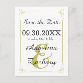 Olive Green Art Deco Save the Date Postkarte