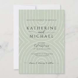 Olive green ästhetische Hochzeit Einladung