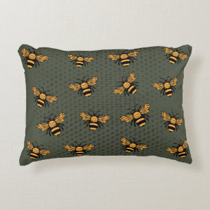 Olive Green Bee Mingle Dekokissen
