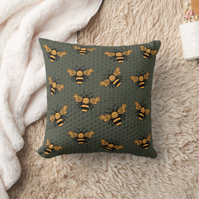 Olive Green Bee Mingle Kissen (Decke)