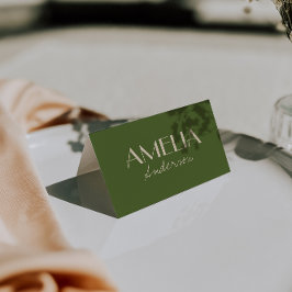 Olive Green Beige Old Money Wedding Place Cards Tischnummer