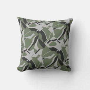 Olive Green Black Diagonal Abstrakte Kunst drucken Kissen